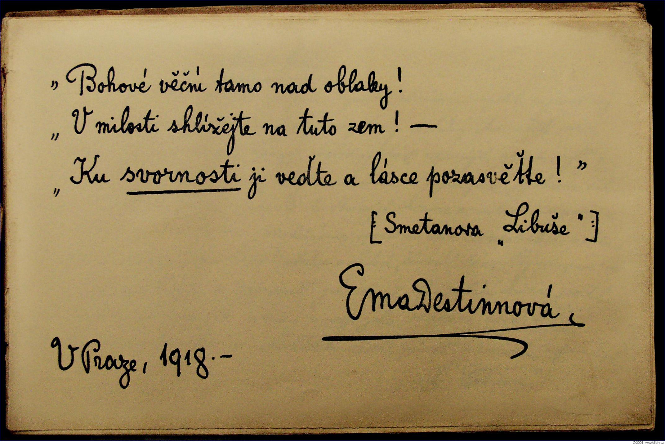 Ema Destinnová: V milosti shlížejte na tuto zem