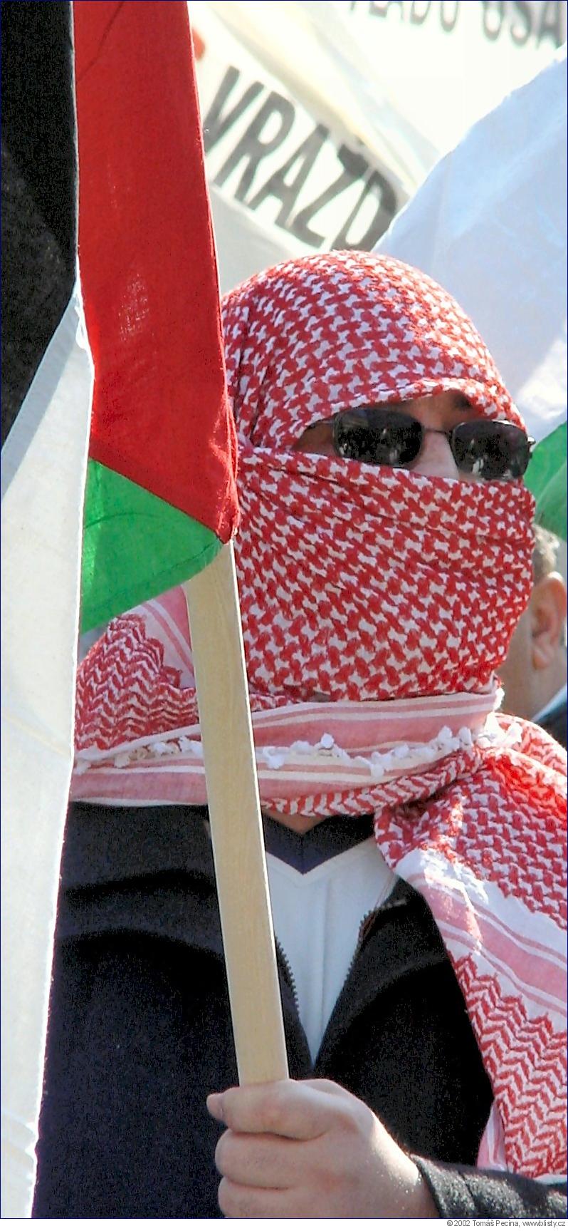 Jeden z účastníků demonstrace